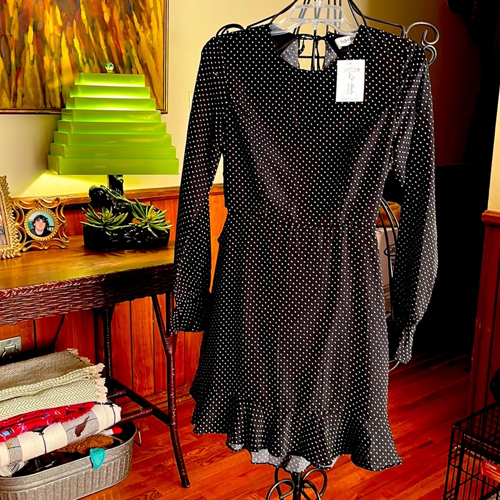 Adorable Little Black Polka Dot Dress